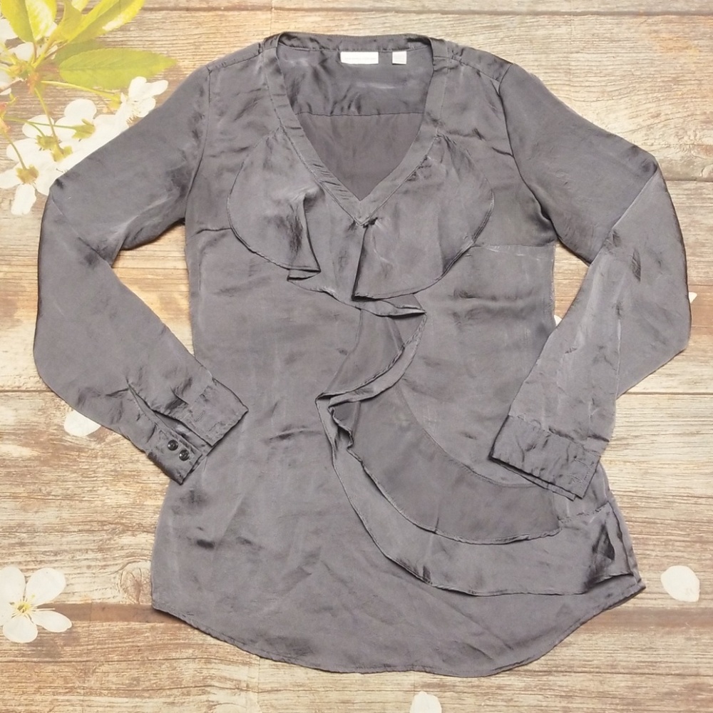 New York & Company ruffle front blouse